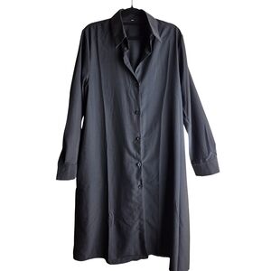 Black Button-Up Long Shirt Dress